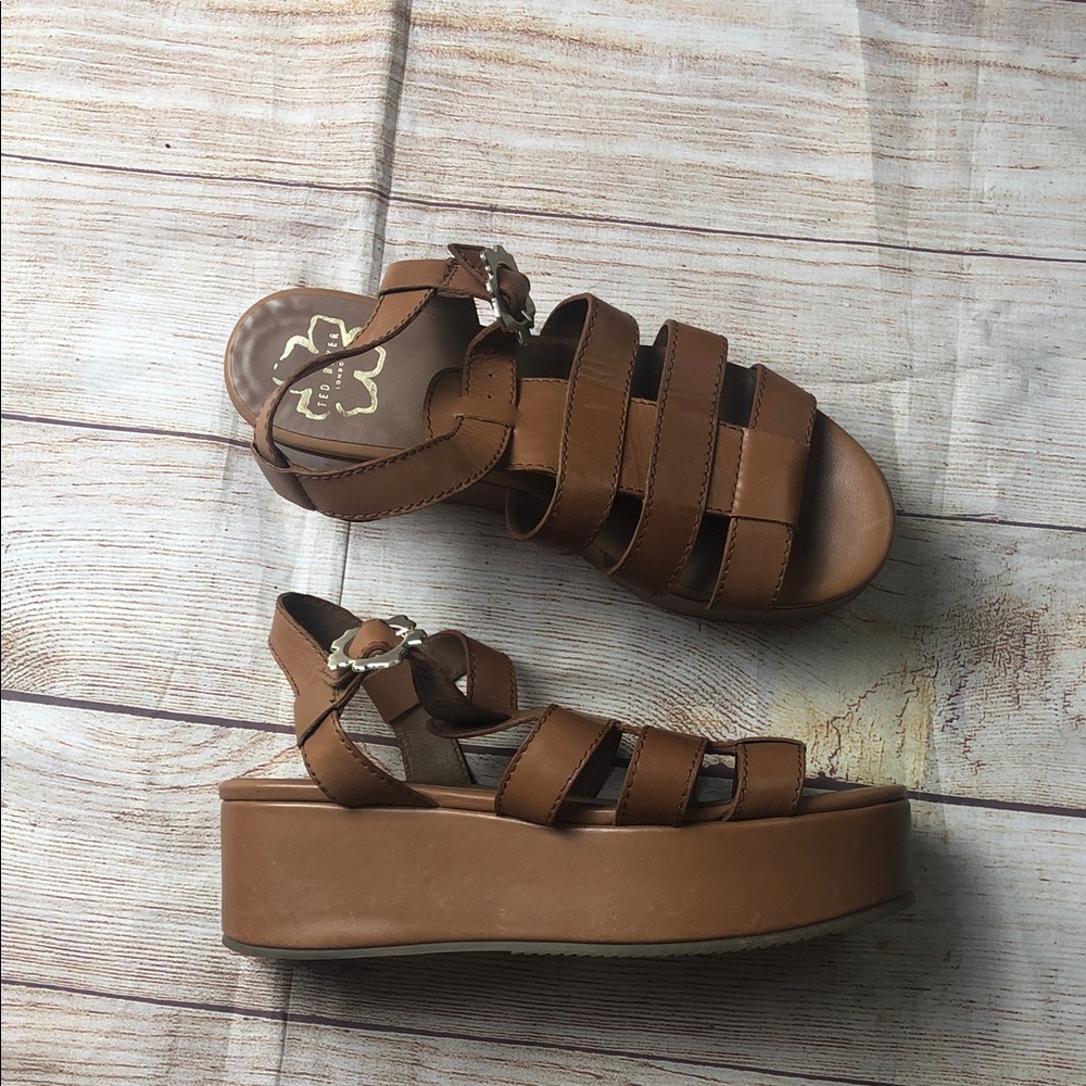 Ted Baker London Tan Fisherman Platform Wedge Sandals